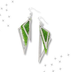 •Edge Green And Silver Earrings